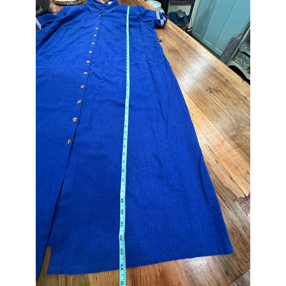 Melissa Harper Blue Linen Rayon Maxi Dress 22W - Picture 9 of 11